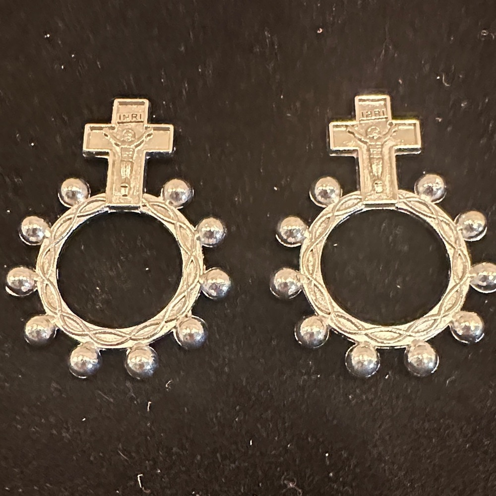 Silvertone Rosary Ring set of 2